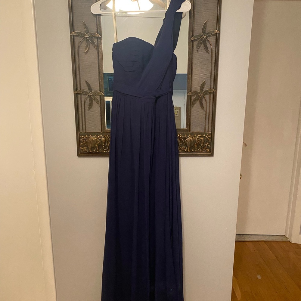 Chic One-Shoulder Navy Dress